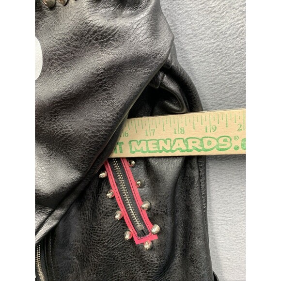 For Her Moto Leather Zebra Printed Jacket 81769 Studded Biker Pockets Large - Picture 6 of 16